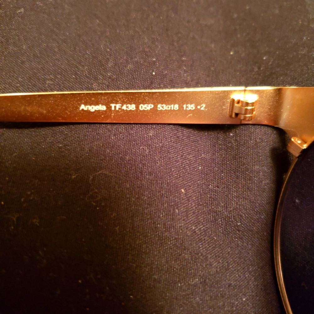 Tom Ford FT0438 5305P ANGELA Black/Gold Round Sunglasses - Picture 4 of 4